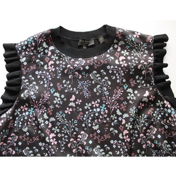 Ted Baker Letino Hazel-Print Contrast Top / Ted 3 / US 8 / Black Sleeveless - Picture 7 of 11
